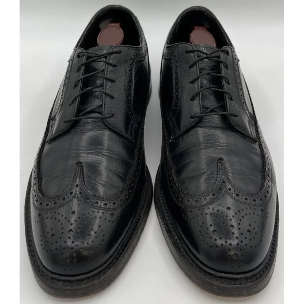 Vintage Florsheim Imperial Size 12D Black Leather Cordovan Wingtip Oxfords 76019